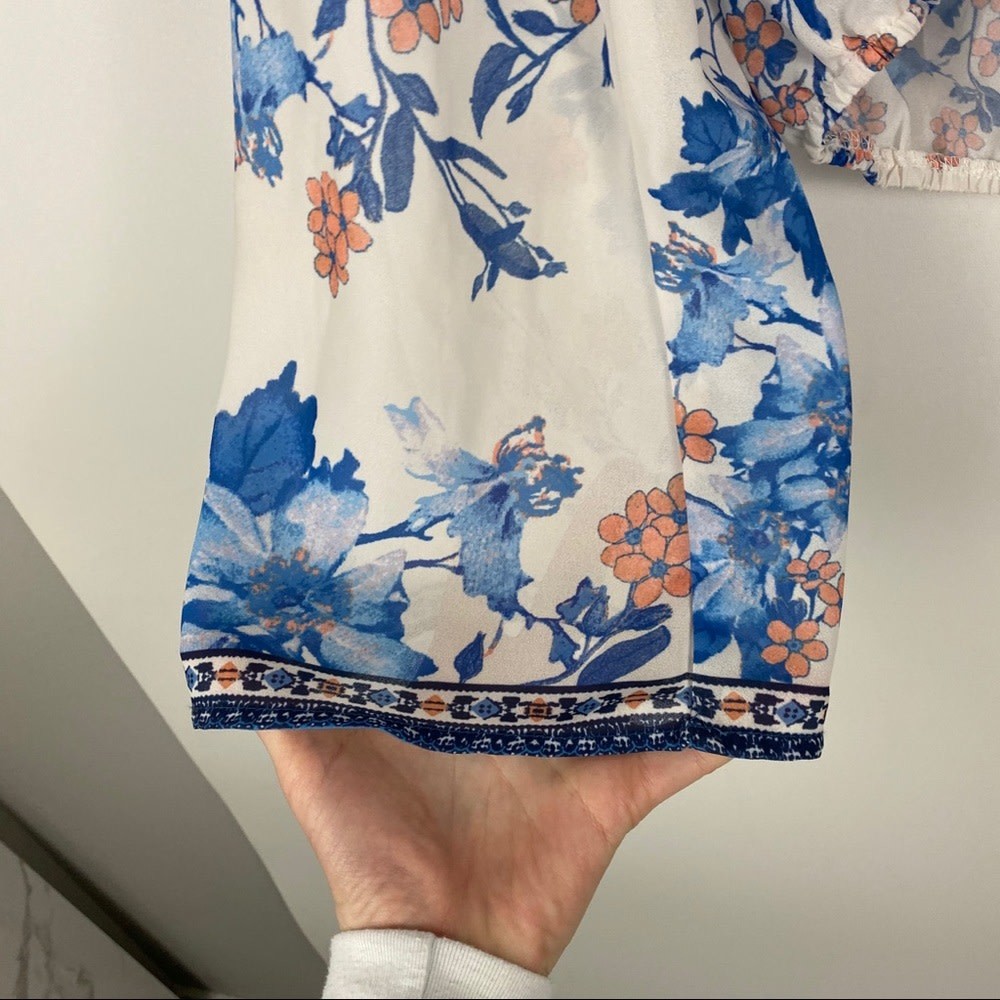 Flying Tomato floral boho wrap cropped blouse - Picture 4 of 6